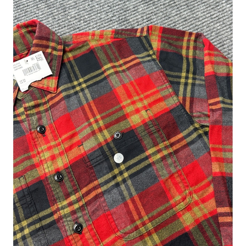 American Eagle Flannel Shirt Mens XS Red Plaid Relaxed‎ Fit Long Sleeve